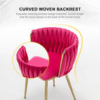 Velvet Dining Chairs Set of 2, Modern Upholstered Dining Chairs with Gold Metal Legs for Dining Room, Vanity, Kitchen, Living Room(Rose Red)