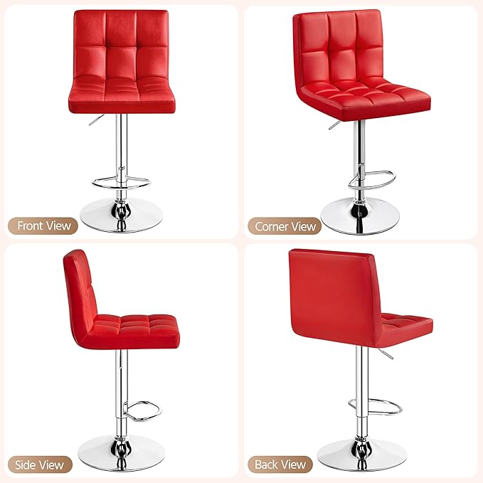Yaheetech Bar Stools Set of 2, Adjustable PU Leather Swivel Barstools, Modern...