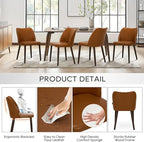COLAMY Upholstered Dining Chairs Set of 2, PU Leather Dining Room Kitchen Side Chair with Padded Seat and Wood Legs Restaurant/Cafe,Light Brown