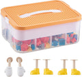 Organizers Storage Box for lego: Plastic Stackable Storage Case with Building Blocks Lids, Containers with Carrying Handle and Adjustable Grid Organizers, 1 Layer Orange