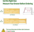 VaeFae 6 Pack Bamboo Drawer Dividers, 4" High Adjustable 11.9-17.1" Clothes Drawer Organizers, Expandable Separators for Bedroom/Bathroom/Kitchen/Office Storage