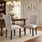 HomePop Classic Parsons Dining Chair -Gray Linen Artistic Floral Print (Set of 2)