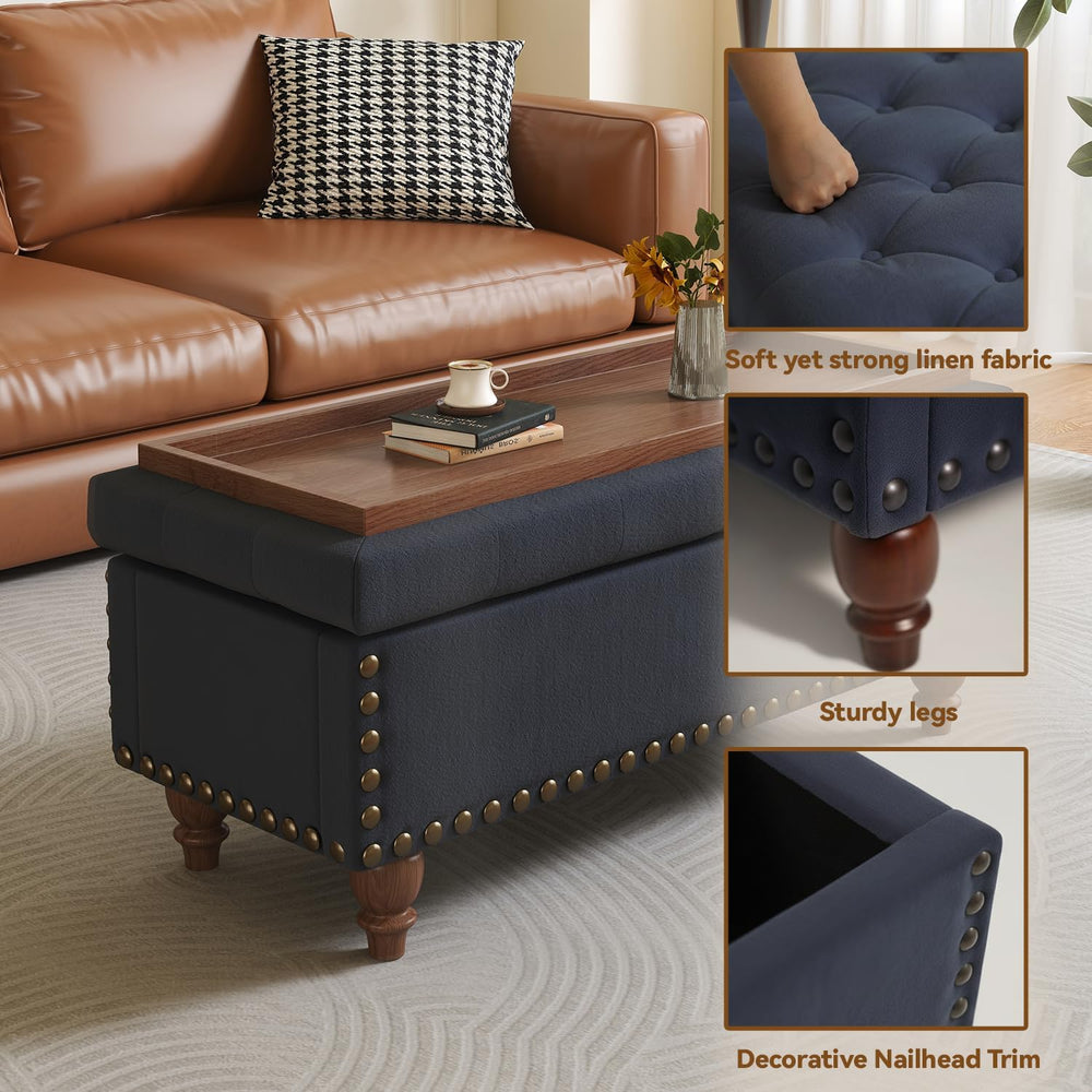 42'' End of Bed Storage Bench with Dual-Surface Lid, Upholstered Otto...