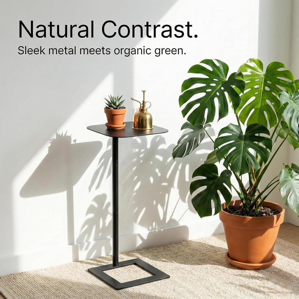 Stable C Table End Table, 23.4" Tall C Shaped Side Table that Slides Und...