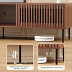 HOMMPA 70 Inch TV Stand for TVs Up to 80'', Mid Century TV Stand with Slatted Door Design, Modern Media Console with Storage Cabinet & Drawer, Entertainment Center for Livingroom, Walnut