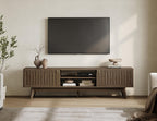 SICOTAS 70" Long TV Stand for Living Room, Modern TV Stand Entertainment Center with 2 Storage Cabinets, Mid Century Fluted-Door Media Console Table for 50/60/70/80 Inch TV, Coffee Oak