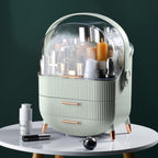 CANITORON Makeup Organizer,Skincare Organizer with 2 Drawers and Transparent Cover,Cosmetic Display Case for Vanity Organizer and Bathroom Countertop Storage.(Sage Green)