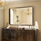 30"x40" Black Bathroom Mirror - Modern Mirror for Wall with Rounded Corners. Bathroom Mirrors for Vanity, Aluminum Alloy Framed Mirror Portrait or Landscape Hang, Rectangle Mirrors