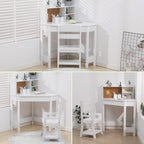 Garvee Kids Corner Desk, Desk and Chair Set for Children, L Shape Kids Study Table for Boys and Girls 3-8, White