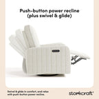 Storkcraft Kyoto Deluxe Power Recliner Swivel Glider, Ivory Boucle | Premium Electronic Power Recliner for Nursery, Includes Dual-USB Charging Port with USB-A & USB-C, Glider Rocking Chair