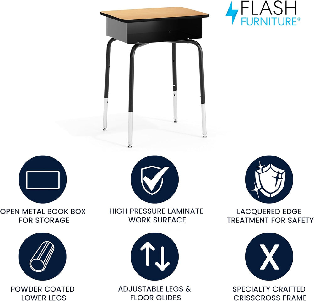 Flash Furniture Billie Open Front Student Desk for Classrooms or Remote Learn...