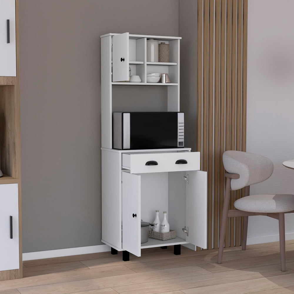 67 Inch High Kitchen Pantry with Two Cabinets, Two Shelves, and One Drawer | ...