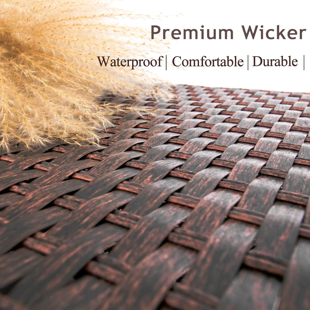 DIMAR GARDEN Outdoor Coffee Table Wicker Patio Side Table with Glass Top, 25....