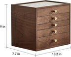 CHOSIN Black Walnut Wooden Jewelry Box Women large 5 Level Drawer Organizer Box with Glass Lid for Necklaces Watch Necklace Ring Earring Storage Christmas Gifts