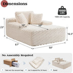 Jocisland 67 inch Chaise Lounge, No-Assembly Sofa Chaise with Throw Pillows and Armrests, Faux Fur Sleeper Sofa for Living Room, Apartments, Beige