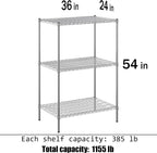 24" Deep x 36" Wide x 54" Height Wire Shelving Kit | 3-Tier | NSF Commercial Storage Rack Unit