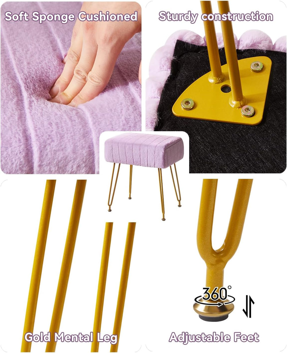 IBUYKE Makeup Vanity Stool, Velvet Rectangular Footrest, Purple LG-51V | Otto...