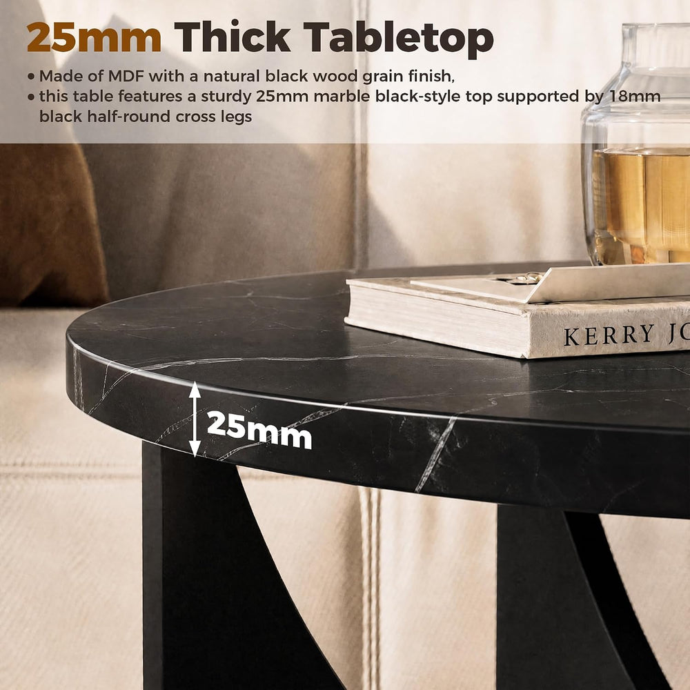 LIKIMIO Nesting Coffee Tables Set of 2, 23.6" Small Round Tables, Black