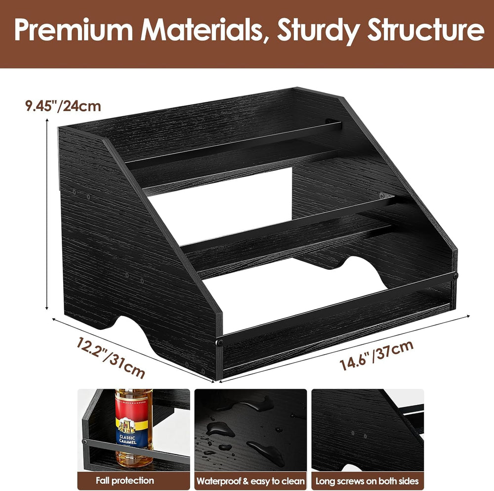 Nuovoware Coffee Syrup Rack, 3-Tier, Black | Hold 15 Bottles, Coffee Syrup Or...