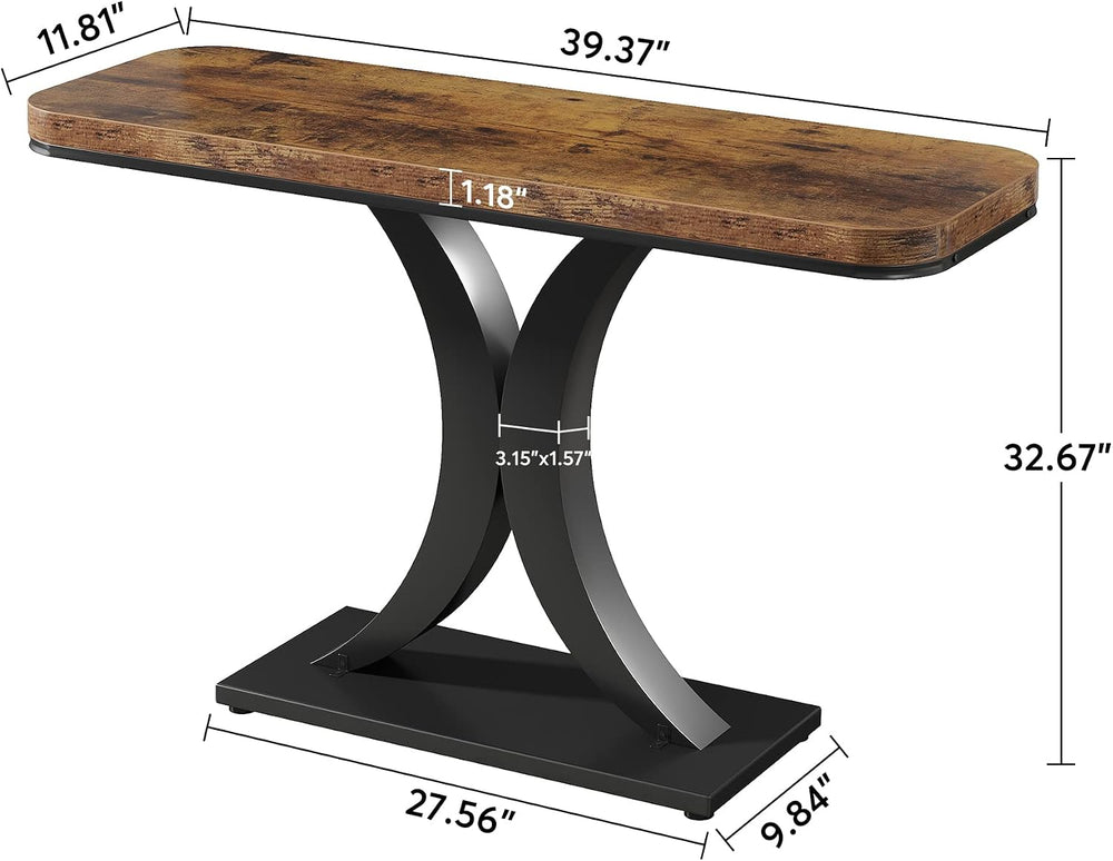 LITTLE TREE Industrial Entryway Console Table, Compact Foyer Hallway Accent T...