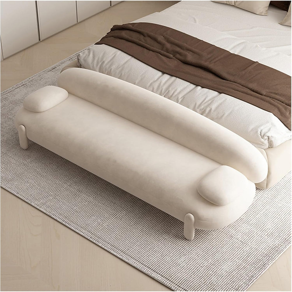 Modern Upholstered Long Bench, Modern Tufted End of Bed Ottoman Wood Frame,Ac...
