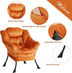 Welnow Lazy Chair with Ottoman, Modern Lounge Accent Chair with Armrests and a Side Pocket, Leisure Sofa Armchair, Reading Armchair with Footrest for Small Space, Corner Chair