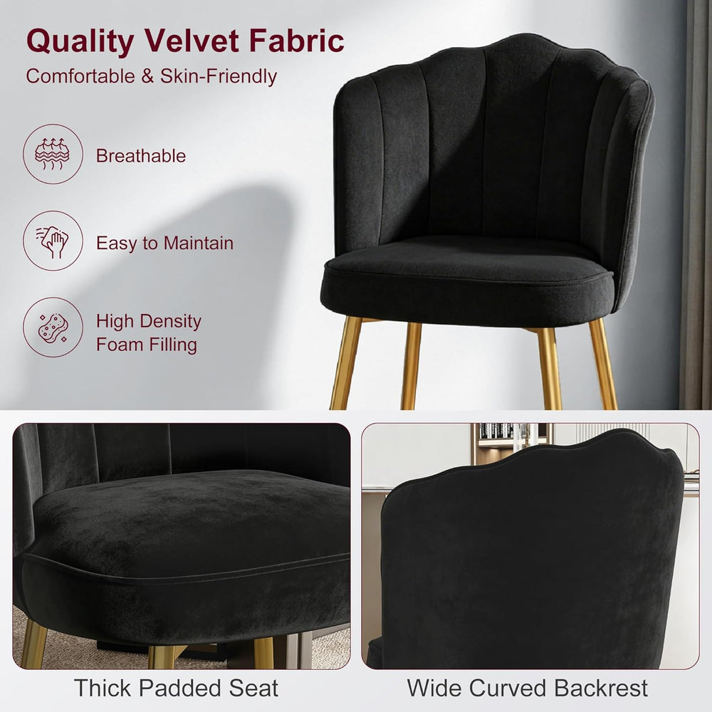 VECELO Velvet Dining Chairs Set of 2, Modern Upholstered Kitchen Chairs with ...