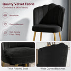 VECELO Velvet Dining Chairs Set of 4, Modern Upholstered Kitchen Chairs with Thick Cushions, Curved Padded Backrest and Metal Legs, for Kitchen, Dining Room, Living Room, Black