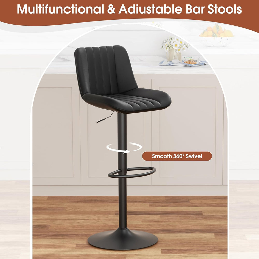 JAMFLY Modern Leather Bar Stools – Swivel & Height-Adjustable Bar Chairs ...