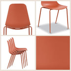 Poly & BARK Isla Stackable Dining Chairs Set of 4 – Mid Century Modern Plastic Dining Chair with Metal Legs – Kitchen & Dining Room Chairs – Dining Table Chairs Set – Indoor/Outdoor – Coral Red
