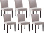Watson & Whitely Upholstered Dining Chairs Set of 6, Fabric Armless Dining Room Chairs with Solid Wood Legs & Back Side Chair for Kitchen, Living Room, Restaurant, Grey