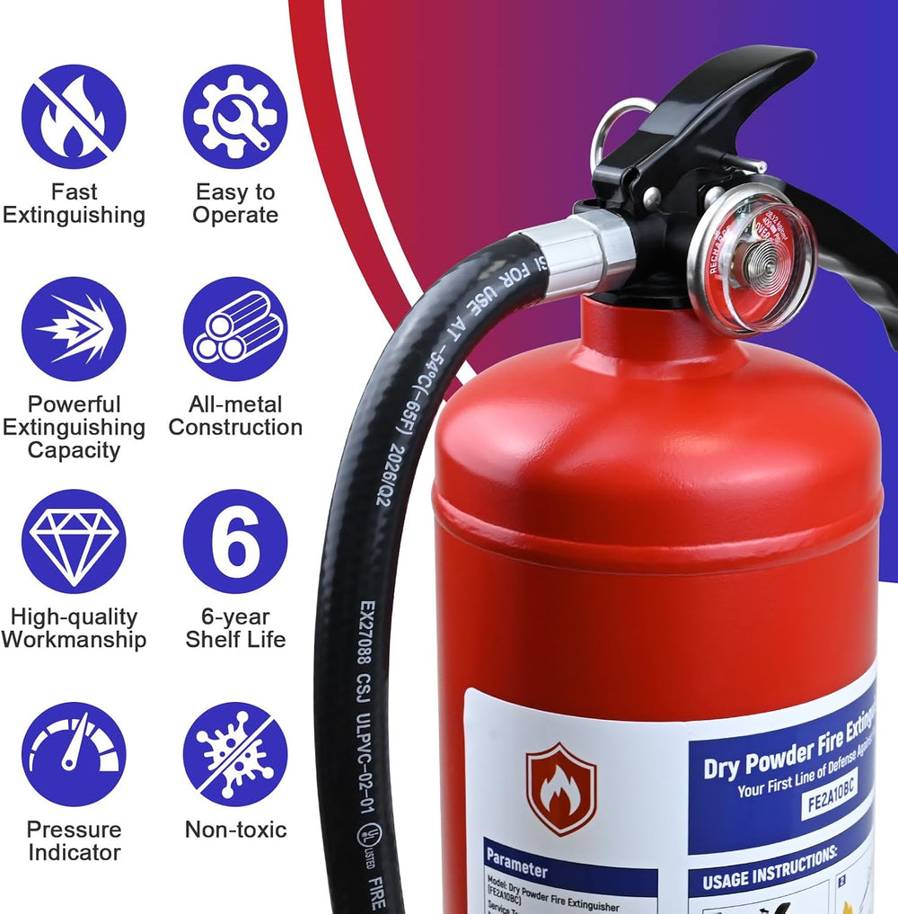 1PACK 5lb Dry Chemical Fire Extinguisher 2-A: 10-B: C Fire Extinguishers