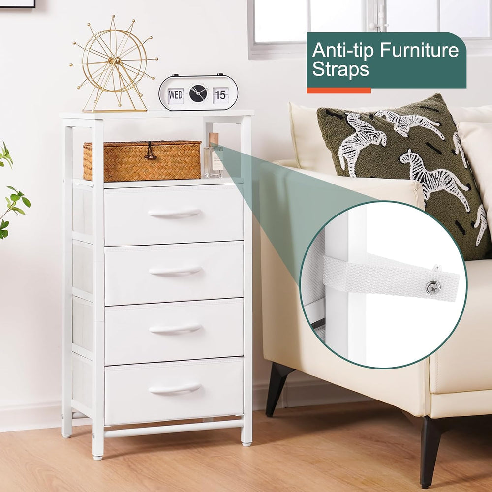 Yoobure Night Stand - LED White Nightstand with Charging Station, Bedside Tab...
