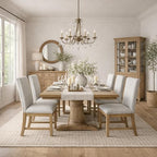 HomePop Upholstered Wood Apron Dining Chair - Light Gray Stripe (Set of 2)