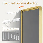 Fun Memories Gold Bathroom Mirror 16x20 Inch Bathroom Vanity, Metal Black Frame Large Mirror, Modern Wall Mirror for Bathroom, Tempered Glass, Farmhouse, Horizontally or Vertically