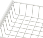 TRINITY 4-Tier Freestanding Metal Shelving Rack with Wire Baskets, Wood Top, and Adjustable Feet, 12"x12"x30", White + Gray-Wash Top