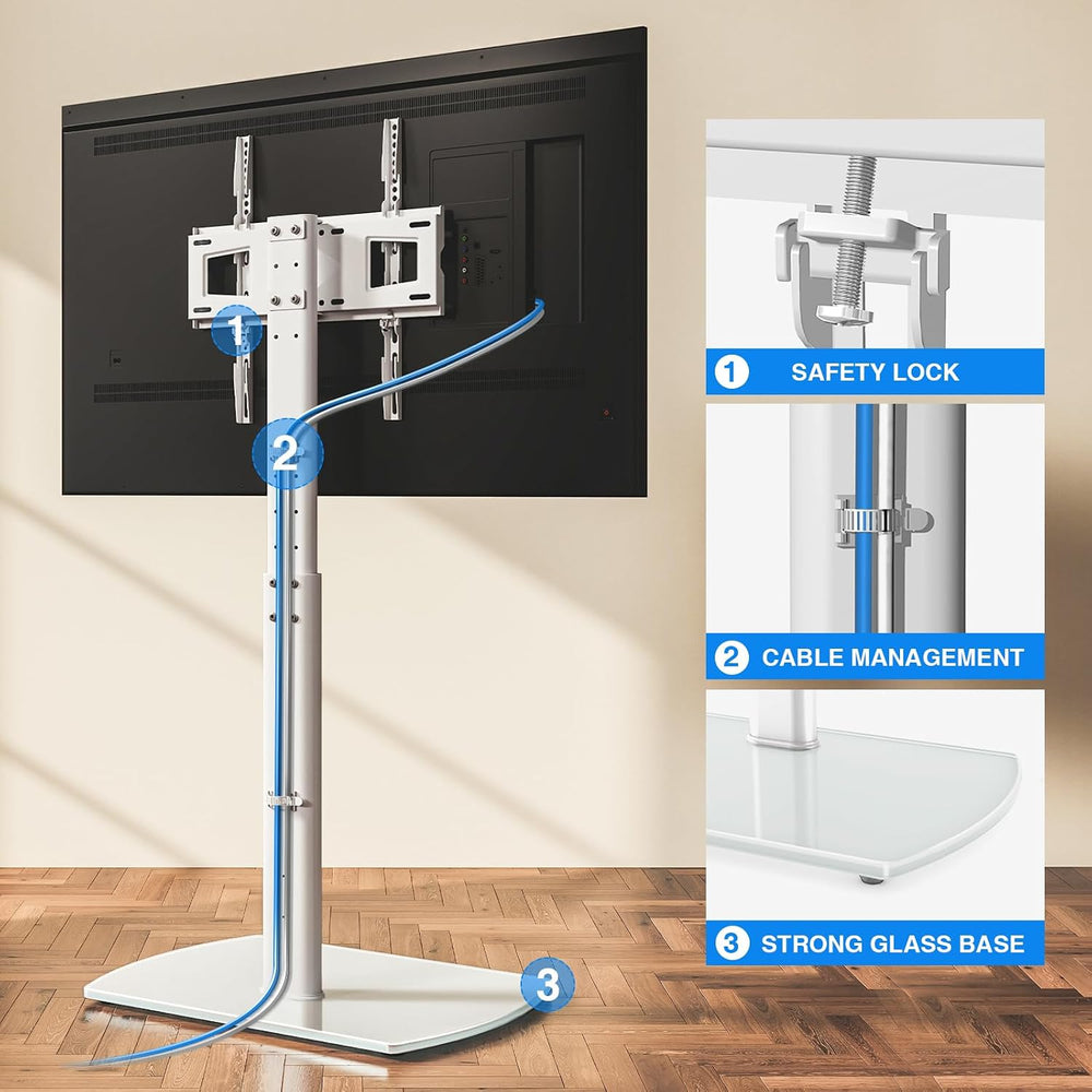 YOMT Universal TV Floor Stand with Mount for 27-70 Inch LCD LED OLED TVs, Swi...