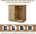 Okvnbjk Mini Fridge Cabinet with Storage & Power Outlet, Oak | Coffee Bar Cabinet with Fridge Space, Fluted Bar Cabinet for Living Room, Dining Room, Dorm