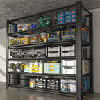 Extra Large/Big 55.12"W Father&I Industrial 6-Heavy-Dudy-Shelf-Rack Utility Tall Garage/Warehouse Shelving Metal/Steel Storage Shelves Unit/System Adjustable for Bin/Shed, 84"*55.12*24", Black