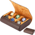 6-Slot Watch Box for Men & Women, Portable Travel Watch Roll Organizer with Soft Interior - Coffee Leather Watch Storage Case, Christmas Gift for Him/Her, Office & Business Travel Accessories