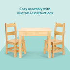 Melissa & Doug Solid Wood Kids Table and Chairs (2), Premium Quality Wooden Toddler Table and Chair Set for Kids Playroom Furniture & Montessori Classroom Furniture for Boys & Girls Ages 3+