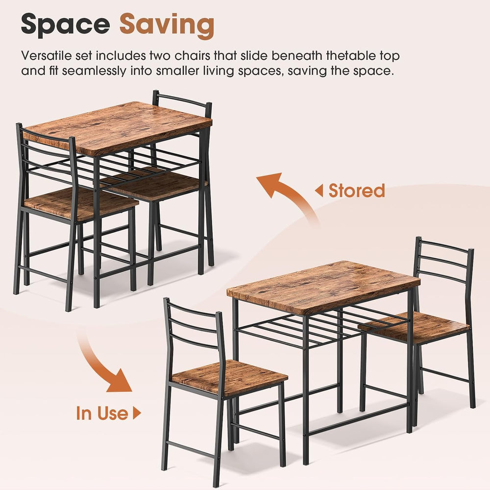 Fenbeli 3 Piece Dining Table Set - Small Kitchen Table & Chair Sets for 2...