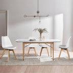 OLIXIS Set of 4 Dining Kitchen Mid-Century Modern Chairs with Wood Legs and PU Leather Cushion for Living Room Bedroom Outdoor Lounge, White