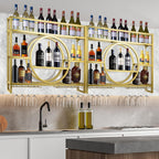39in Wine Rack Wall Mounted, 3-Tier Metal Bar Shelves with Glass Holder | Modern Floating Bar Liquor Bottle Display Shelf Wall Mounted for Home Bar Kitchen Dining Room (Gold, 39in/100cm)