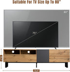 Ball & Cast 70" Modern TV Stand for TVs up to 80", Media Console with Drop-Down Door, 2 Drawers & Adjustable Shelf, Entertainment Center w/Ample Storage for Living Room, Home Theatre,Wood