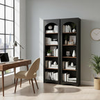 holzart 71.6" Tall Farmhouse Bookshelf, 5-Tier Narrow Bookcase & Storage Cabinet, Freestanding Kitchen Pantry Organizer with Adjustable Shelves for Living Room, Home Office, Black