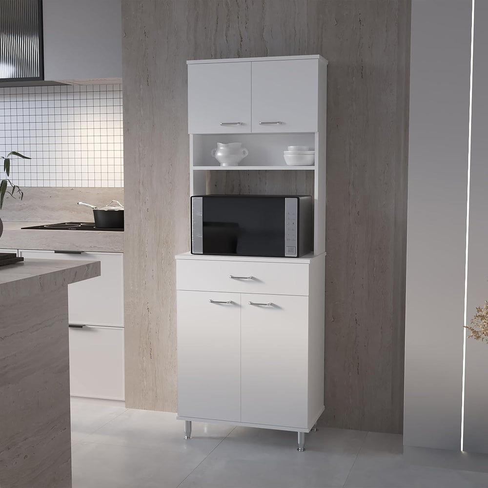 66" H Kitchen Pantry Cabinet Storage,4-Door Wooden Cupboard Credenza Buf...