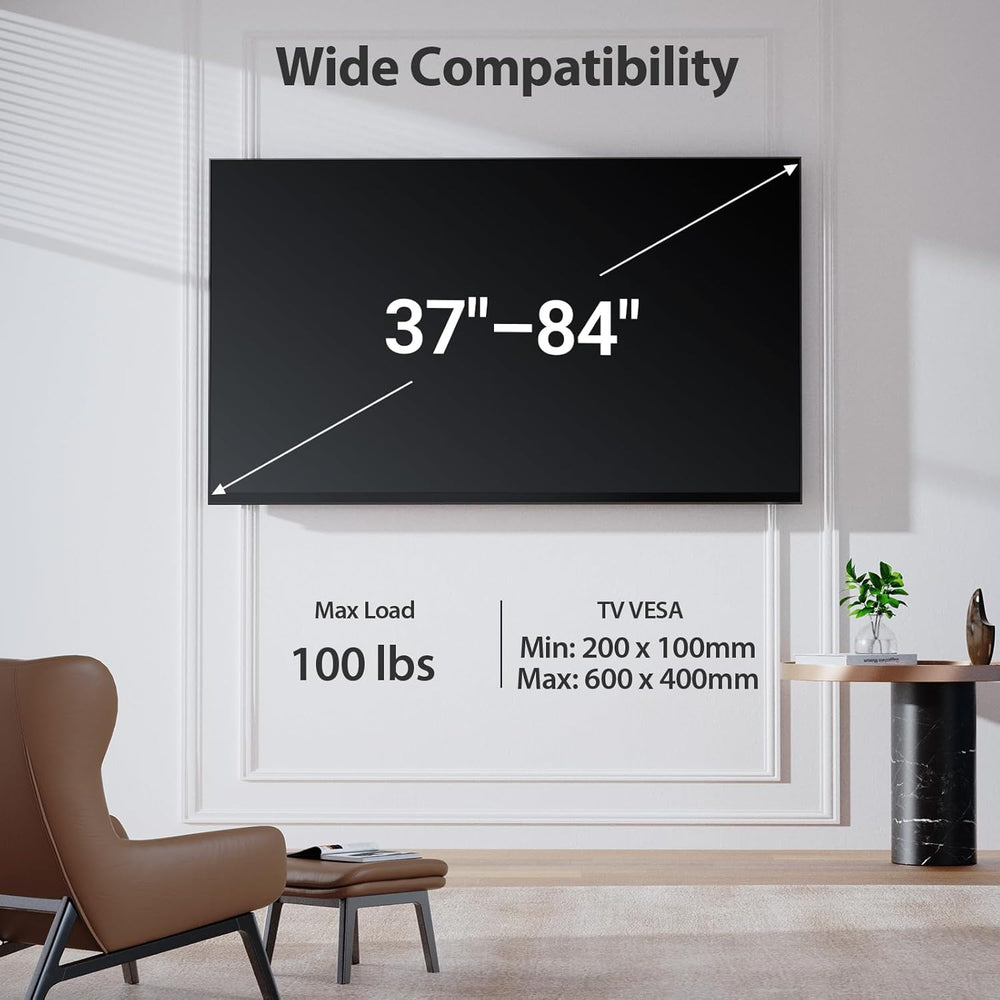 Pipishell Full-Motion TV Wall Mount for Most 37–84 Inch TVs up to 100 lbs, Wa...