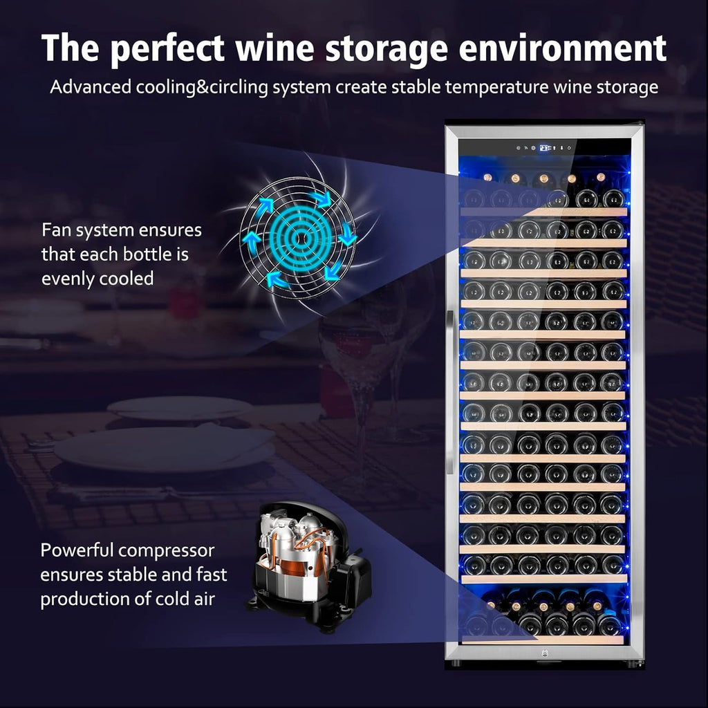 Wine Cooler Refrigerator, 179 Bottles Professional Wine Fridge with Powerful Compressor,Quiet Operation and Elegant Design for Wine Lovers