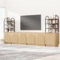 Yechen 165" Modular Entertainment Center with Bookshelves for up to 98", Mid Century Modern TV Stand with Storage, TV Cabinet with Adjustable Shelves, Living Room, Natutral Oak(4 PCS)